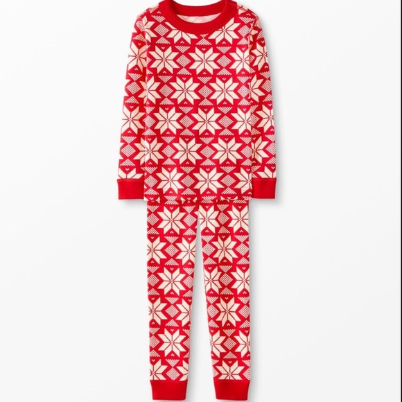 Hanna Anderson size 6-7 Pajama Set Red White - Picture 1 of 6